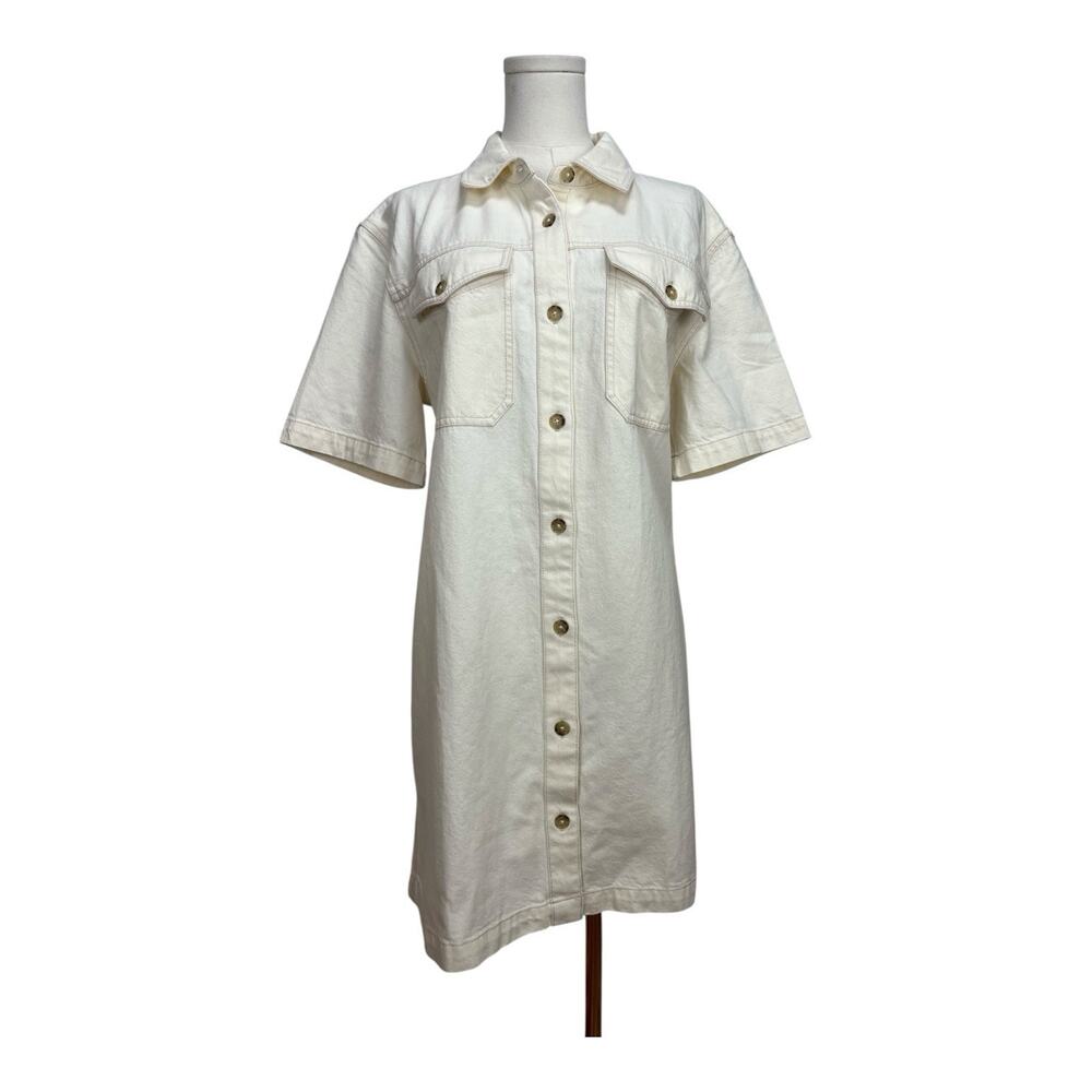 $128 NWT Madewell Denim Boxy Shirtdress Vintage Canvas Womens Size Large Cotton